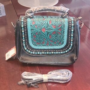 NWT Trinity Ranch Tuscaloosa Handbag Black Leather